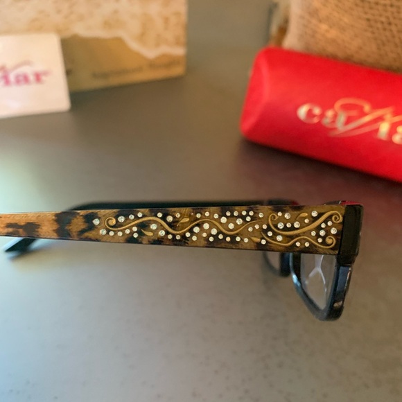 CAVIER, Leopard BLACK Lace Crystal Eyeglass Frames. M 3017 c31, ELEGANT. - Picture 3 of 14